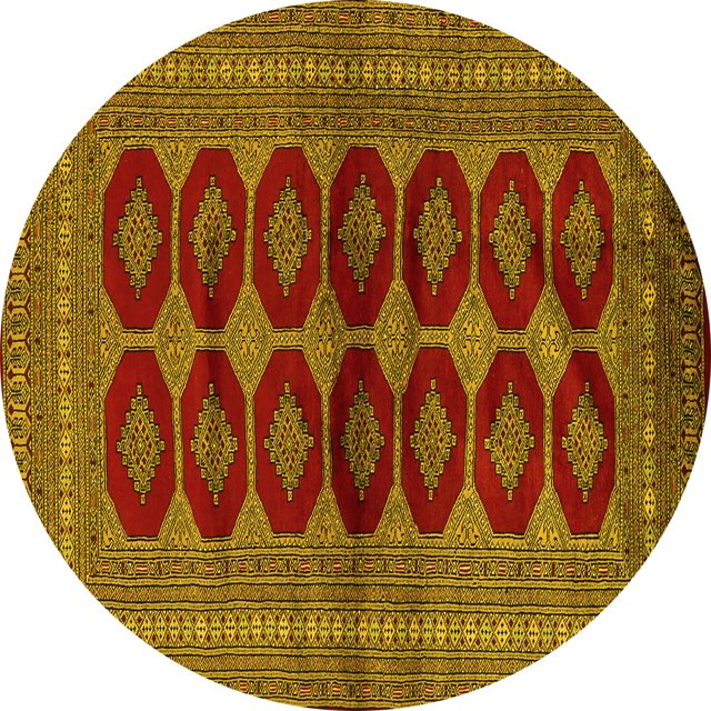 Ahgly Company Machine Washable Indoor Round Persian Yellow Traditional Area Rugs, 3' Round