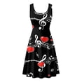 thumbnail image 4 of Women's Musical Note Heart Print Casual Spaghetti Strap Dress With Pockets Black XXL, 4 of 6