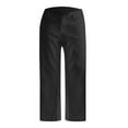 thumbnail image 6 of Bloomae Cotton Linen Cropped Pants Women Straight Leg Capris Summer Business Casual Work Pants Ankle Length Chino Trousers Black S, 6 of 7