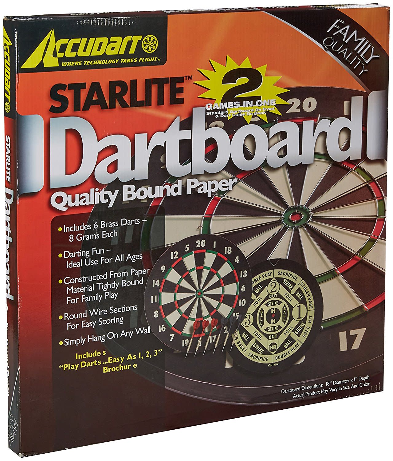 Accudart 2-in-1 Star Lite Quality-Bound Paper Dartboard Game Set with Six Included Brass Darts - image 3 of 4
