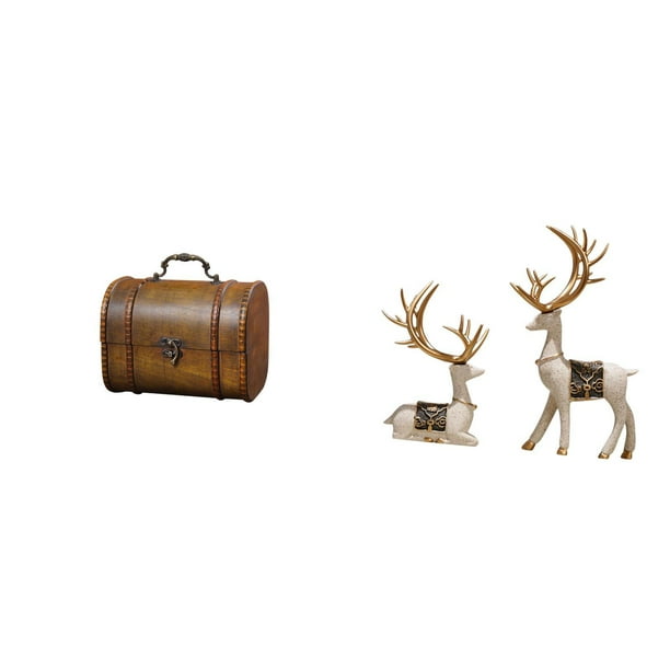 Estuche organizador de joyas,Organizador de joyas de madera para mujeres,hombres y niñas,Estatua de ciervo alce,Figuras de ciervos y alces,estatuas de resina para decoración del hogar,Figura