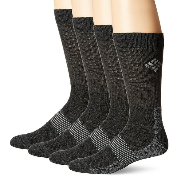 Columbia Men's 4 Pack Moisture Control Ribbed Crew, Black, (Shoe Size Sock Size: 10-13/Shoe Size:9-11)
