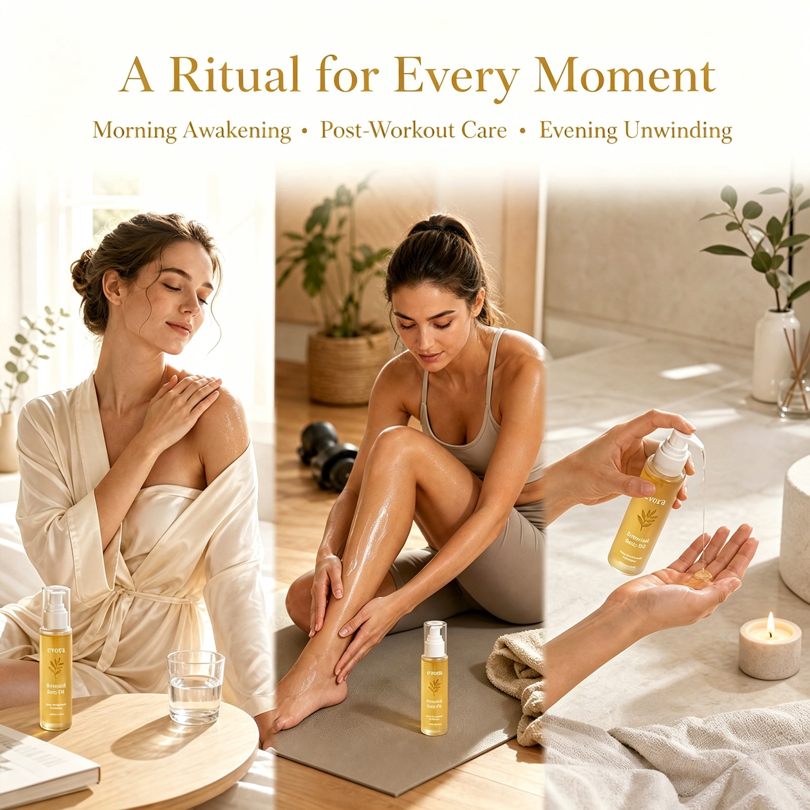 Evora Botanical Body Oil, Moisturizing Massage Oil for Smoother Skin, Lightweight Non-Greasy Hydrating Body Oil, 4 fl oz (1PC)