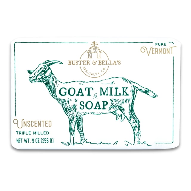 Jabón de leche de cabra triple molido sin perfume de Buster & Bella para pieles sensibles Sin crueldad ni fragancia
