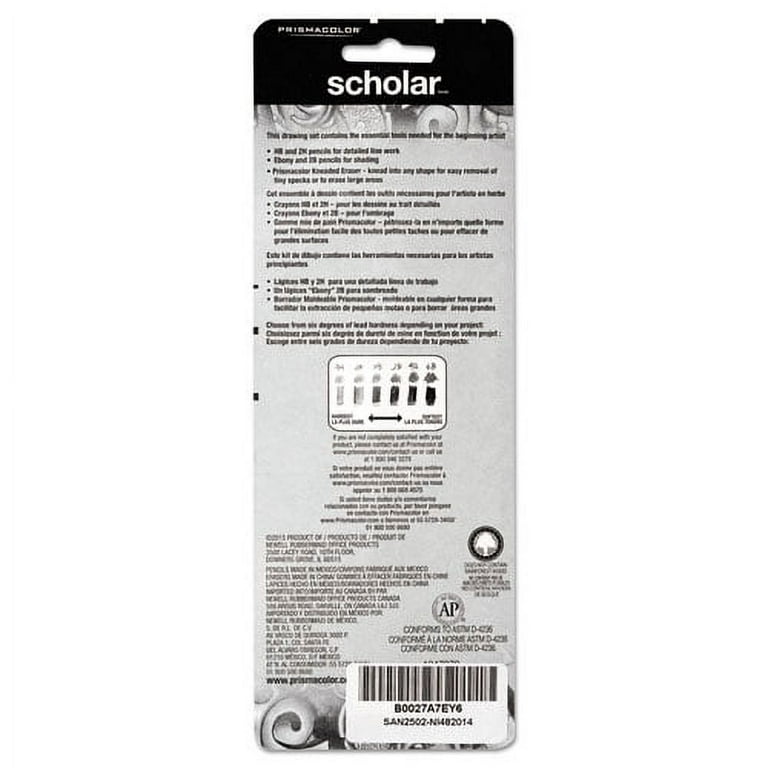 Scholar Graphite Pencil Set, 2 mm, Assorted Lead Hardness Ratings, Black  Lead, Dark Green Barrel, 4/