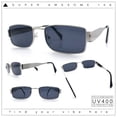 thumbnail image 2 of Mens Classy Narrow Rectangle Metal Rim Hustler Fashion Sunglasses Silver - Black, 2 of 8