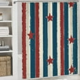 thumbnail image 5 of 4 Piece Shower Curtain Sets Bath Mat U-Shaped Floor Mat Toilet Lid Oval Rug Red White And Blue Stars Patriotic Waterproof Fabric Bath Curtains Memorial Day Patriotic for Bathroom Decor, 5 of 8
