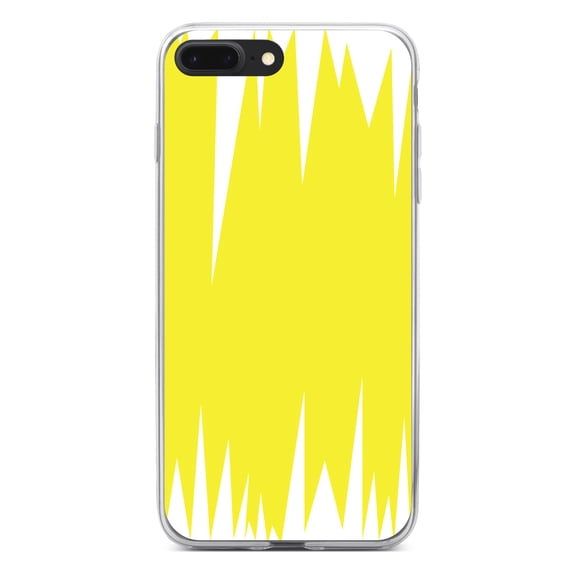 DistinctInk Clear Shockproof Hybrid Case for iPhone 7 PLUS / 8 PLUS (5.5" Screen) - TPU Bumper, Acrylic Back, Tempered Glass Screen Protector - Yellow White Spikes