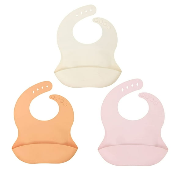 Silicone Baby Bibs 3Pcs/Set Waterproof Adjustable Soft Feeding Bibs For Toddlers Food Catcher BPA Free,