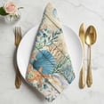 thumbnail image 2 of Vintage Beige Coastal Cloth Napkins, Summer Beach Starfish Shell Coral Nautical Washable and Reusable Dinner Napkins Set of 6, Table Napkin for Kitchen Party Birthday Wedding Hotel 20"x20", 2 of 9