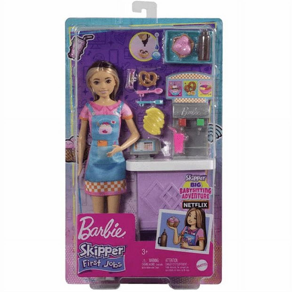 Barbie Skipper First Jobs Snack Stand Playset, Color-Change Sundae, 8 Accessories, Doll Playset