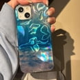 thumbnail image 5 of Blue Water Ripple Holographic Phone Case Compatible with iPhone 13 Pro 2021 Aesthetic Bling Glitter Wave Laser Pattern Fun Unique Slim Protective Cover for iPhone 13pro 6.1in, 5 of 9