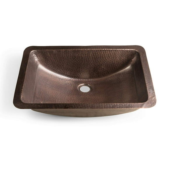 Monarch Abode 17095 Hand Hammered Venetian Dual Mount Bathroom Vanity Sink - 21 Inches Copper Sink - Hammered Copper Bathroom Sink - Copper Undermount Sink - Drop in Bathroom Sink