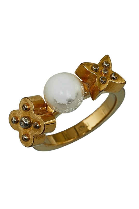 Pre-Owned Louis Vuitton Charmy Pearl Ring M M75482 Gold Plated Fake Women's LOUIS... (Fair)