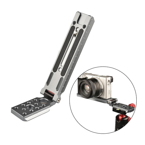 Camera L Bracket Slip 1/4 inch Threaded Holes Mount Plate for Monopod Stabilizer Tripod Head