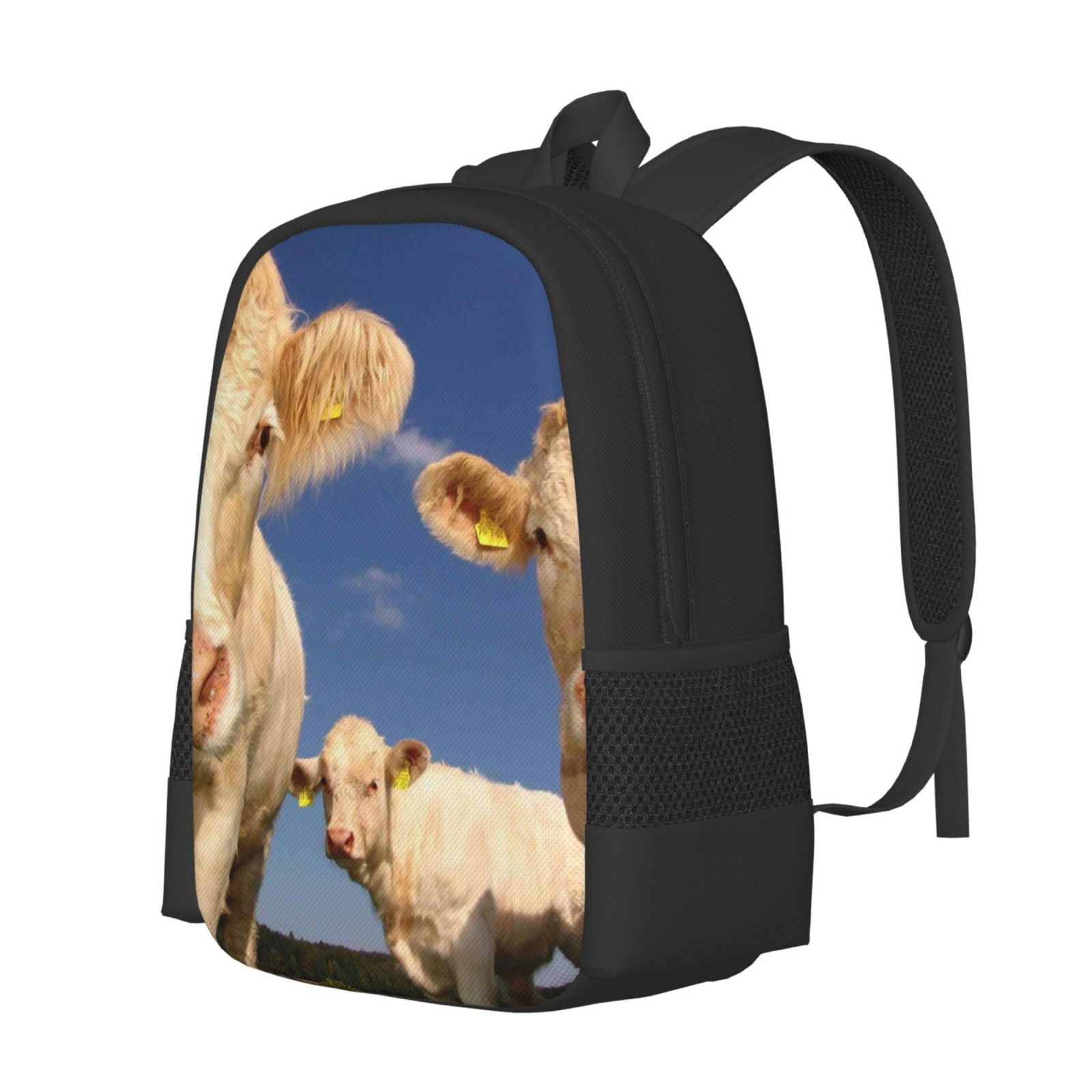 Vsdgher Cows Cattles Print Backpack for Women Men School Bookbag with Laptop Compartment for College Work Travel, Simple Fashion Casual Daypack, Fit 15" Laptop