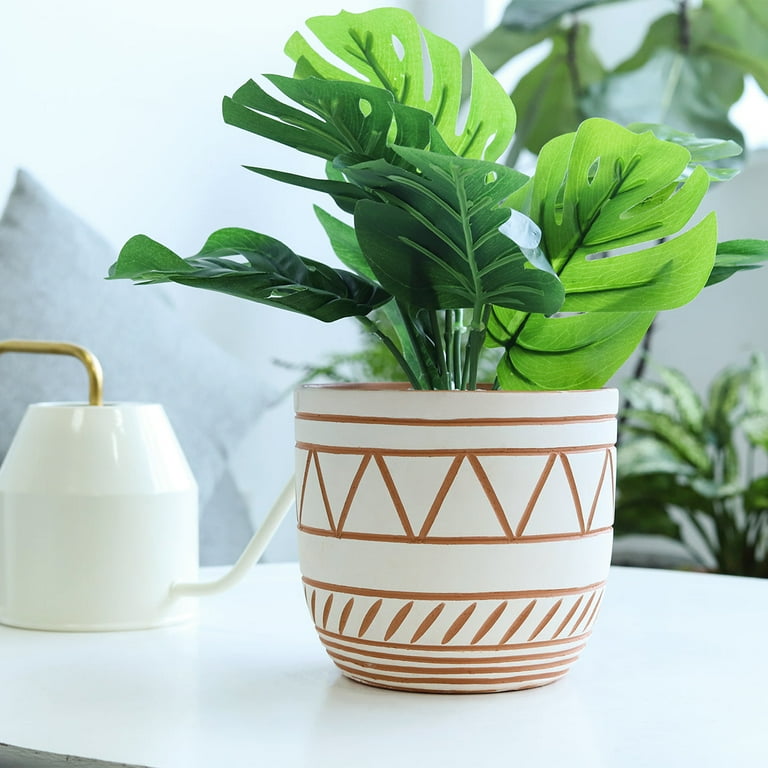 5.5 inch White - Clay Color Geometric Pattern Pot - Pot for Houseplants and  Succulents, Terracotta Planter for Plants, Clay Pot for Home Office Dcor -  Walmart.com