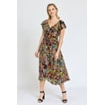 thumbnail image 2 of Black Festive Foliage Wrap Midi Dress | S-3X, 2 of 10