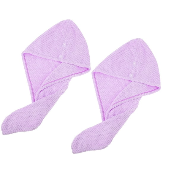 Vocoste 2 Pcs Hair Towel Coral Fleece for Wet Long Hair Purple 9.84"x27.56"