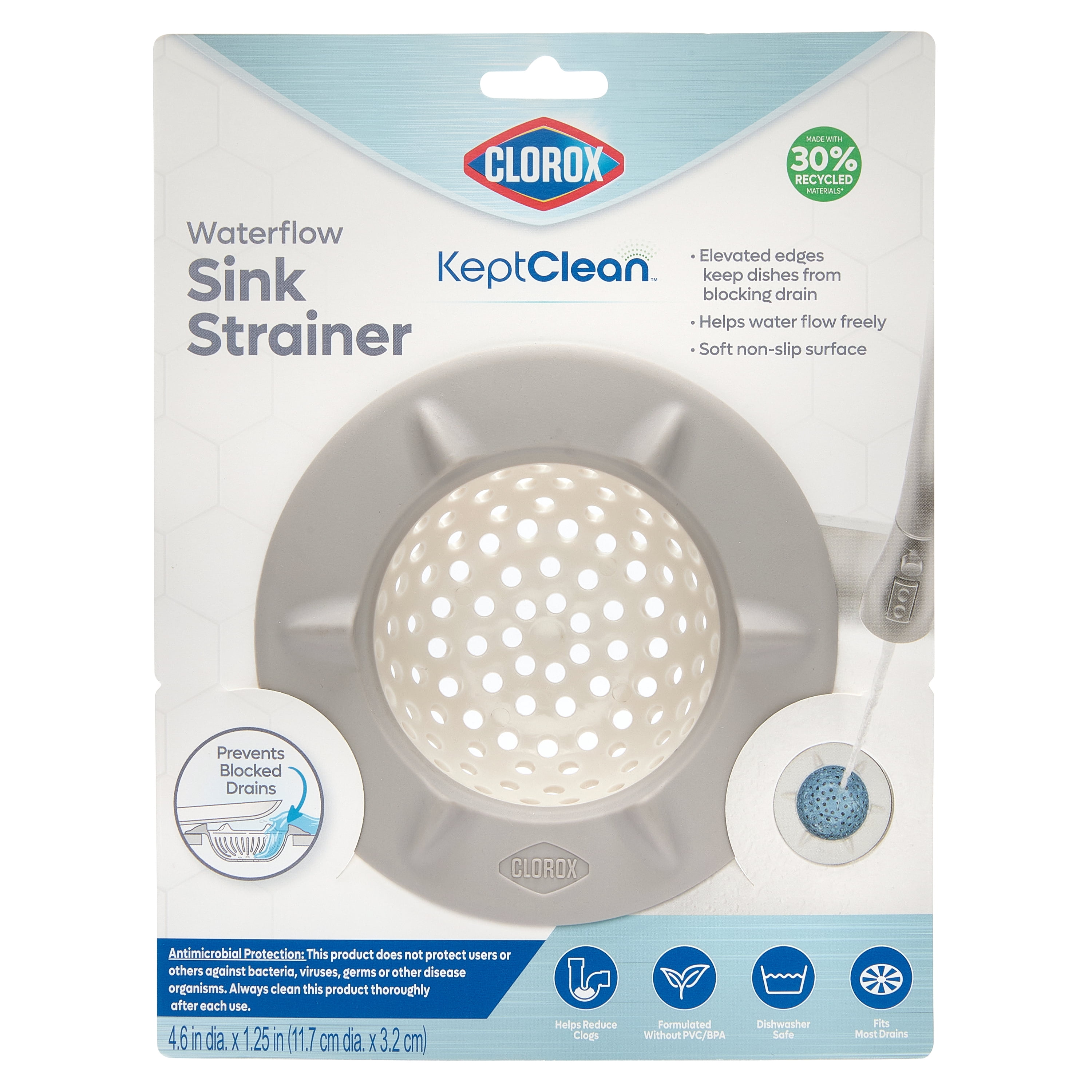 (3 pack) Clorox Waterflow Sink Strainer for Effective Drain Catching