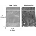 thumbnail image 4 of Czcpp-10 0 PACK Sacs Mylar à Fermeture Éclair 4 x 6 Pouces Sacs Mylar à Fermeture Éclair Sacs Argentés Transparents Sacs de Stockage Alimentaire Réutilisables Pochette en Aluminium pour Multi-Usage avec Fond à Soufflet (5.5mil Épaisseur), 4 of 4