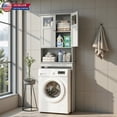 thumbnail image 2 of Hassch 66.9"H Over-Toilet Storage Tower Cabinet with 2 Doors, Modern Minimalist Freestanding Bathroom Organizer for Laundry Room or Restroom, Narrow Floor Space Saver, Gray, 2 of 10