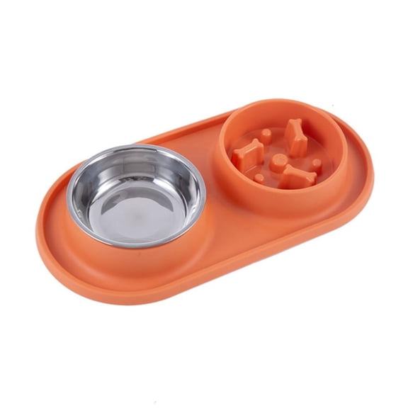 Necvior Pet Food Feeder and Waterer Detachable Cat Anti-overturning Bowl Anti-Leak Water Fountain- Slanted Raised Bowl