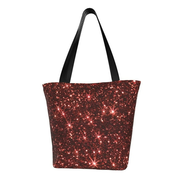 Haiem Red Glitter Texture Pattern Shoulder Bag - Durable and Spacious Tote Bag,Versatile Shopping Bag