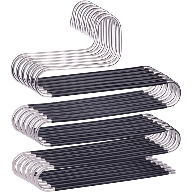 Timotech Ganchos para Pantalones, Ropa, Ganchos con 5 Niveles de Acero Inoxidable | Organizadores de Ropa de Acero Inoxidable, Resistentes para Pantalones, Faldas, Bufandas, Accesorios (6 Pz)