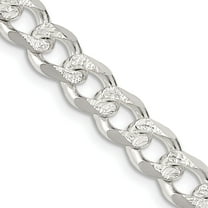 Sterling Silver 7.5mm Pave Curb Chain (24 X 7.5) Made In Italy qcf200-24