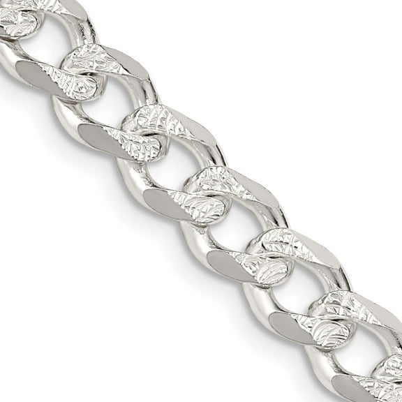 Sterling Silver 7.5mm Pave Curb Chain (18 X 7.5) Made In Italy qcf200-18