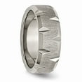 thumbnail image 4 of Grey Titanium Ring Band Wedding Beveled Edge Notched 8mm Brushed, 4 of 6