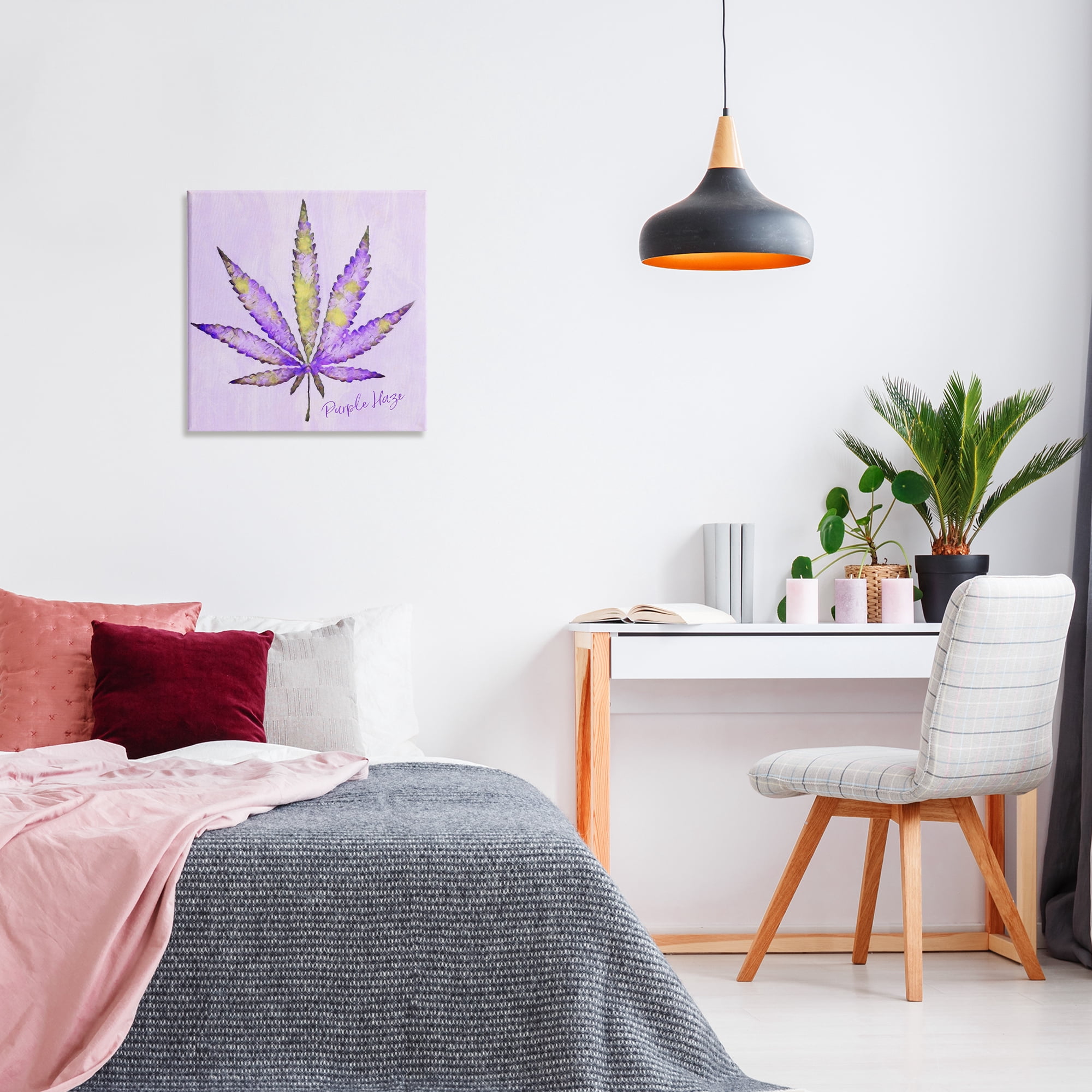 Stupell Industries Purple Haze Plant Leaf Plants & Flowers Painting Wrapped Canvas Art Print Wall Art, 24 x 24