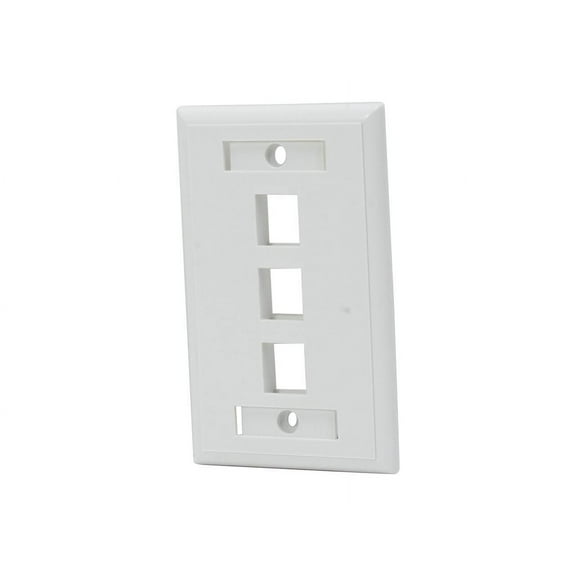 C2G 3-Port Single Gang Multimedia Keystone Wall Plate - White - 3 x Socket(s) - White