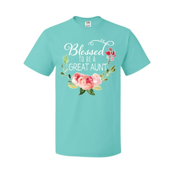 Inktastic Blessed to Be a Great Aunt with Pink Flowers T-Shirt