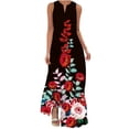 thumbnail image 2 of YuXingFu 100% Cotton Dresses Maxi V-Neck Plus Size Womens Dress Sleeveless Vacation Dresses for Women Casual Summer Watermelon Red S, 2 of 8