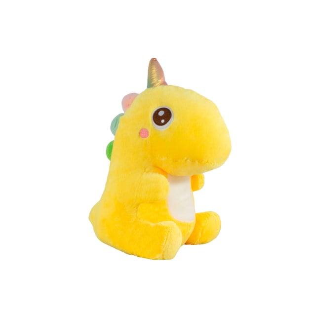 Dinosaurio De Peluche con Cuerno Tierno Amarillo Importadora La Merced Felpa Suave