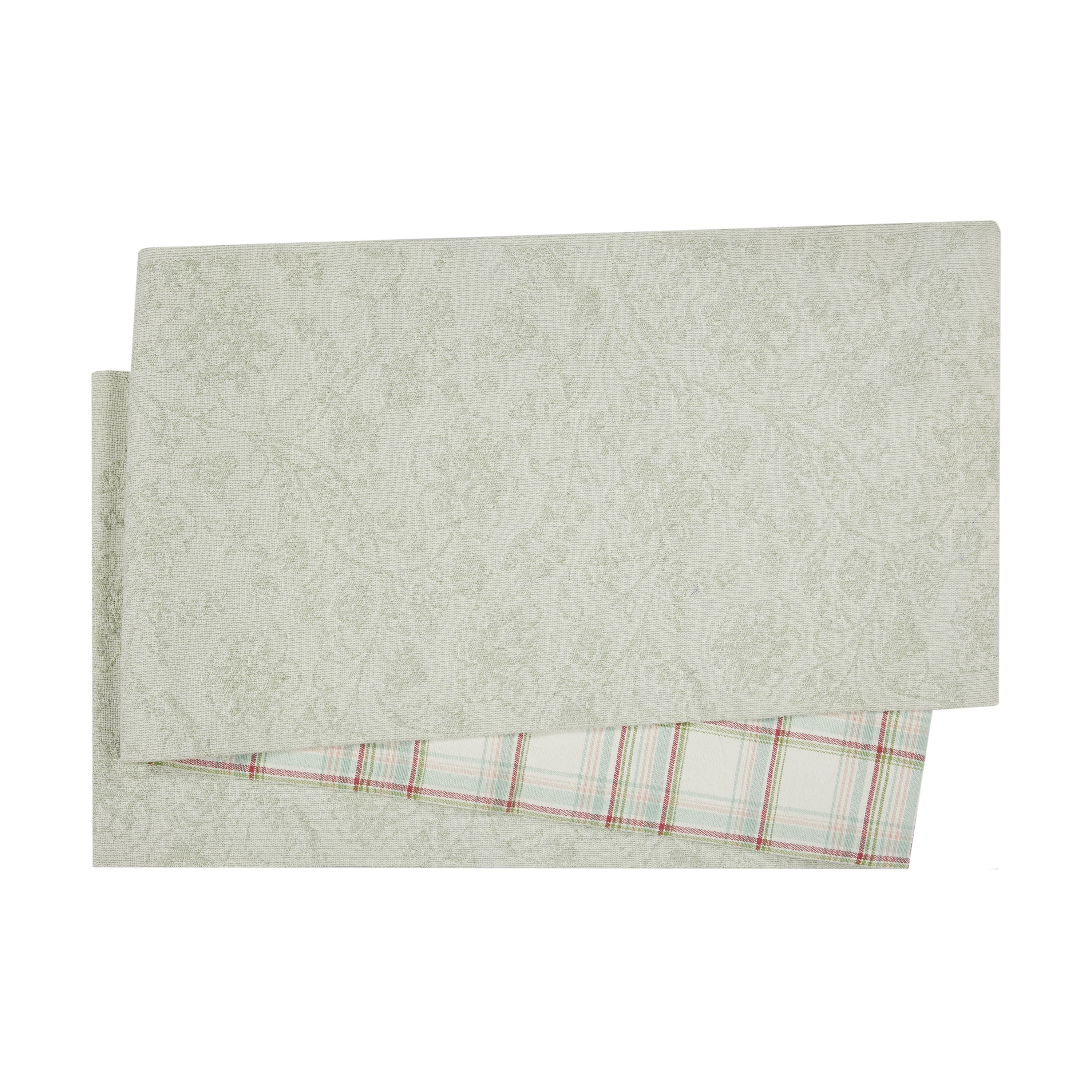 Holiday Plaid Jacquard 13" x 90" Reversible Table Runner - 100% Cotton, Multi-Color