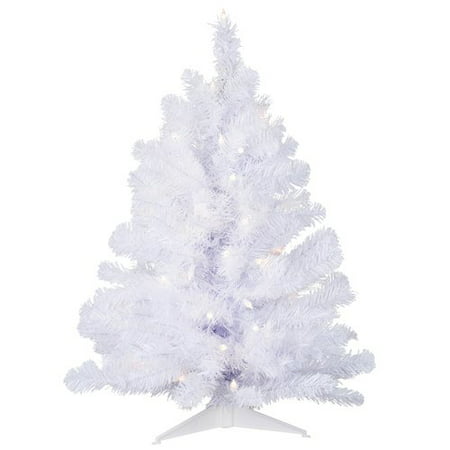 Vickerman Pre-Lit 2' Crystal White Spruce Artificial Christmas Tree, Dura-Lit, Clear