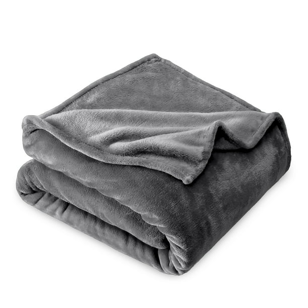 Bare Home Manta de Felpa Polar 300 G/M², Microfibra Difusa, Suave y Afelpada, para Viajes, Gris