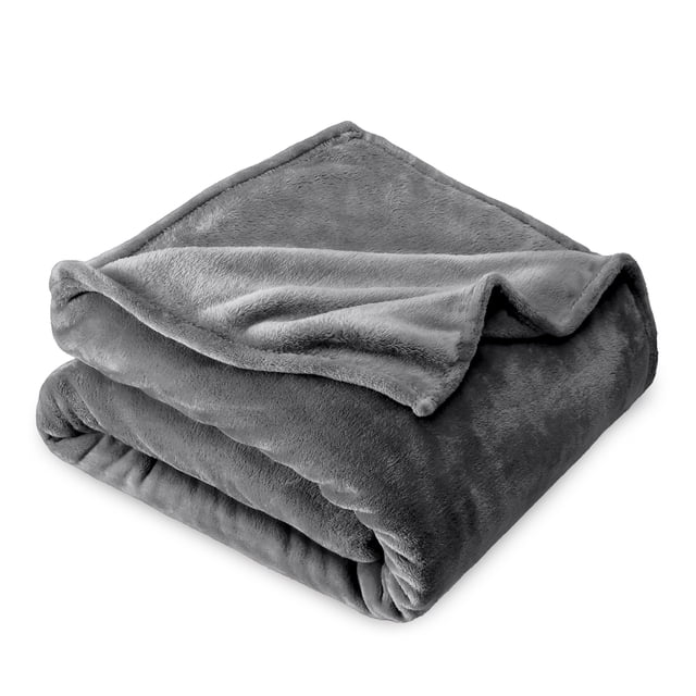 Bare Home Manta de Felpa Polar 300 G/M², Microfibra Difusa, Suave y Afelpada, para Viajes, Gris