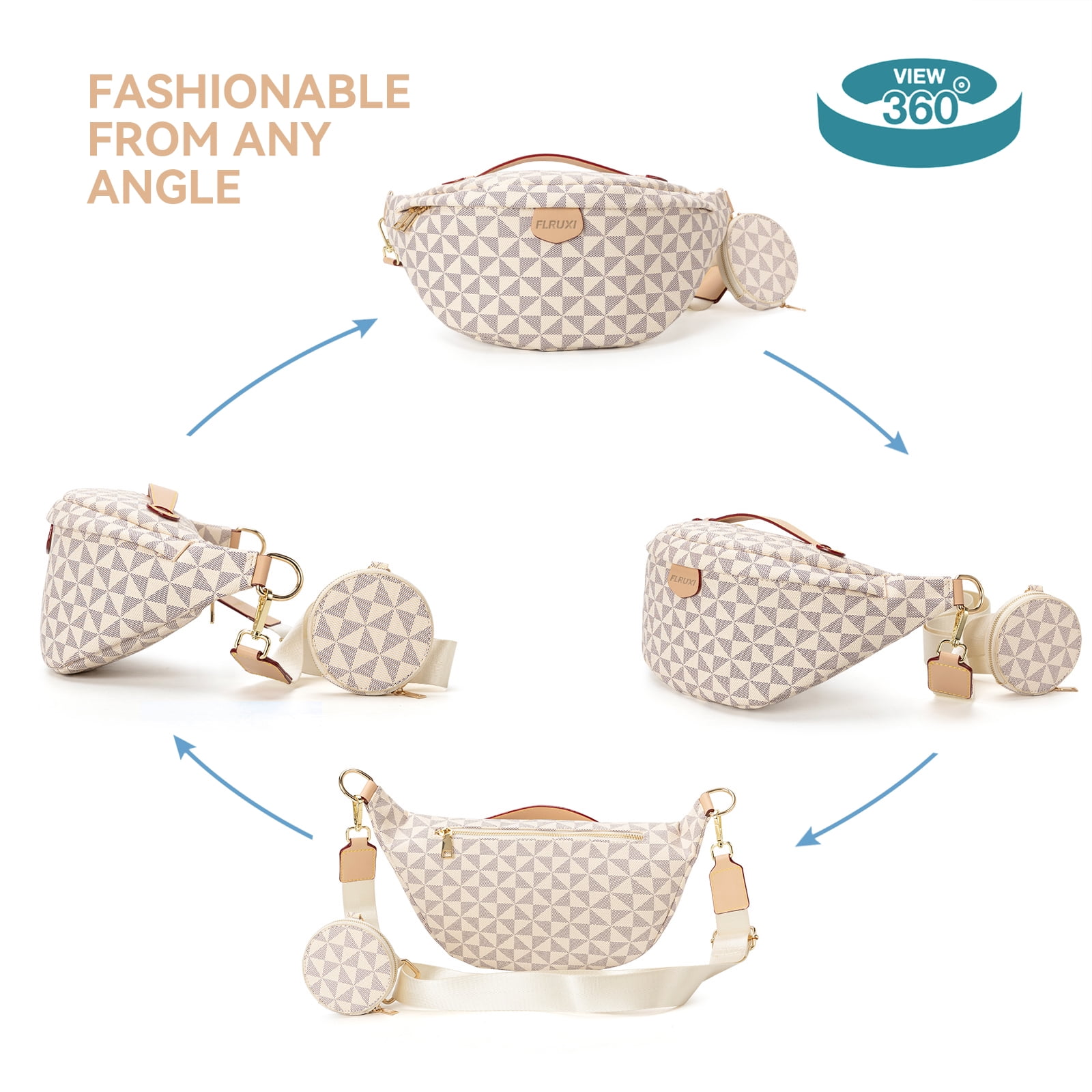 Crossbody Sling Bag-Windmill pattern Belt Chest Bum Bag Checkered for Women's Daily Shopping & Travel