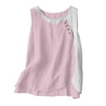 thumbnail image 2 of Women Sleeveless Vest Button Down Asymmetrical Round Neck Loose Fit Casual Summer Tops by Yigetop Pink XL, 2 of 6