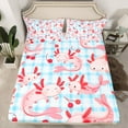 thumbnail image 2 of Homewish Funny Axolotl Animal Full Size Sheets for Kids, Blue Square Buffalo Bed Sheets, Kawaii Princess Cartoon Sheet Sets, Super Cozy Room Decor, 4-Piece, 2 of 7