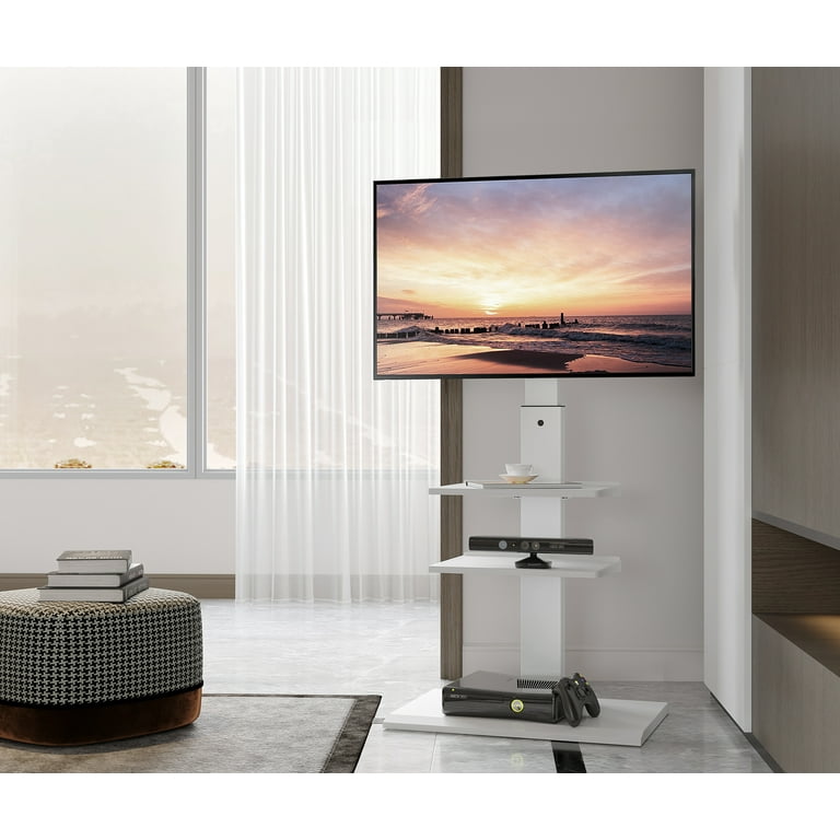labyrint Overflod Masaccio FITUEYES White Floor TV Stand with Mount, Pure Metal Iron Modern TV Stands  for 32-65 inch LCD LTD Flat Screen TVs, White - Walmart.com