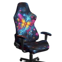Xoenoiee Galaxy Butterfly Flower Pattern Ergonomic Office Computer Game Chair Slipcovers with Armrest Cover, Stretchy Polyester Covers for Reclining Racing Gaming Chair
