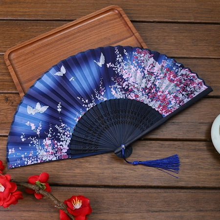 

Aoliandatong Portable Folding Fan Classical Art Dancing Cosplay Wedding Fan Silk Folding Handheld Fans(CR7)
