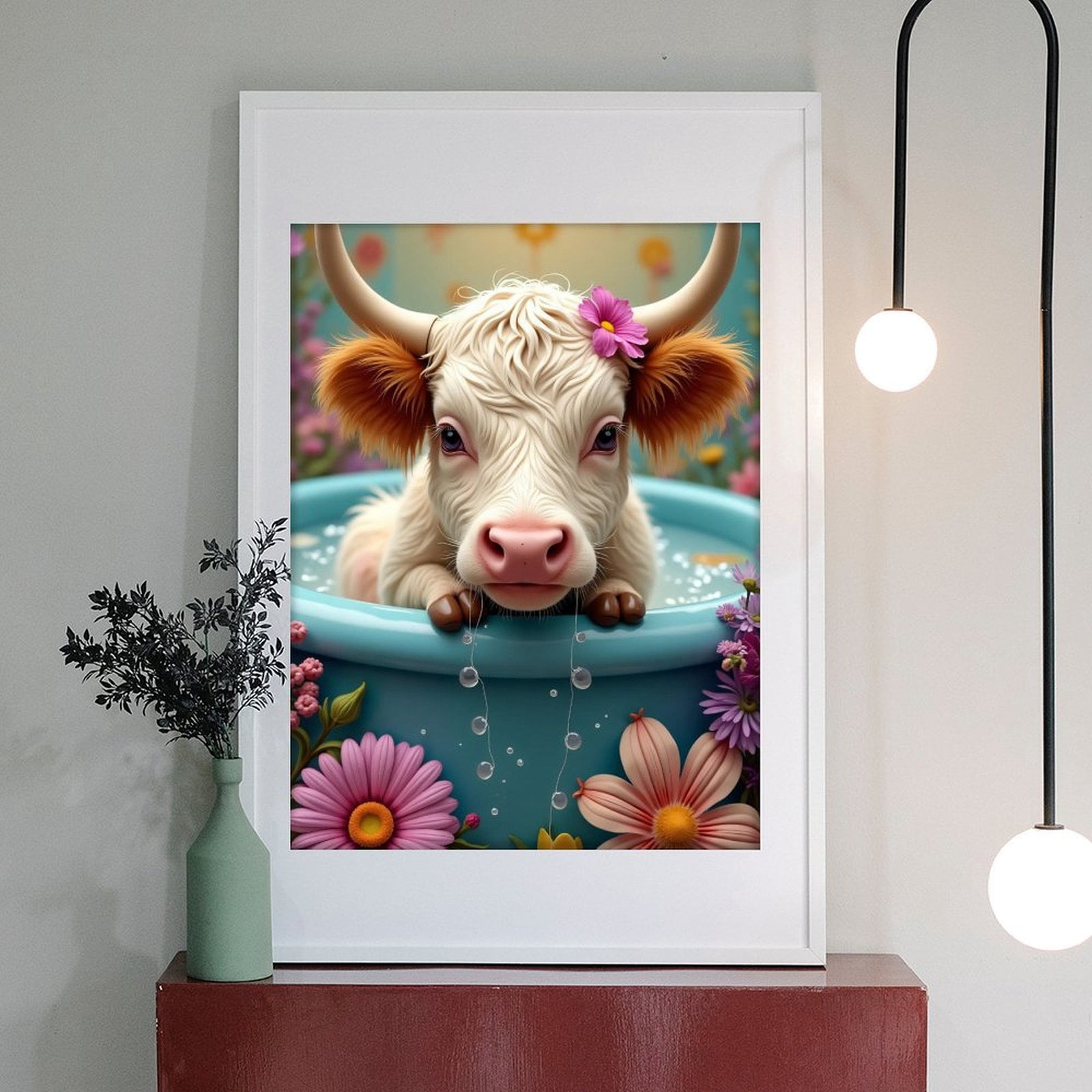Diamond Art Kit for Adults, Cute Calf Bathing Print No.68 Diamond Painting for Adults Beginners, 5D DIY Diamond Art Painting Kits, Colorful Diamond Painting Craft for Home Decor 12x16