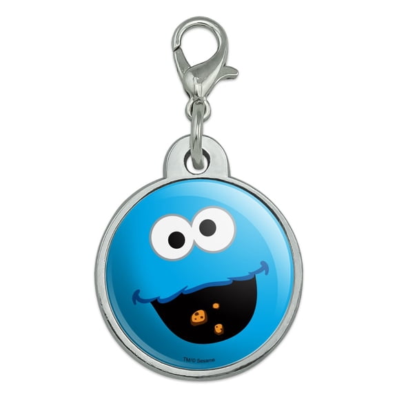 Sesame Street Cookie Monster Face Chrome Plated Metal Pet Dog Cat ID Tag