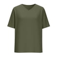 thumbnail image 4 of Women Linen Tops Short Sleeve Dressy Casual V Neck Shirts 2026 Summer Business Work Blouses Outfits Clothing Linen Tops For Women Summer, 4 of 5